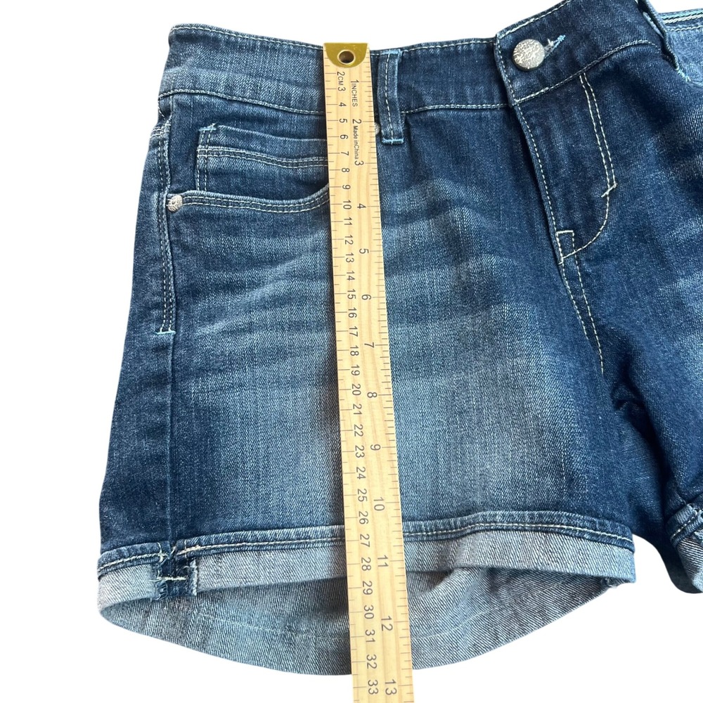 Levi's Womens Denim Shorts Size 11 32"Dark Wash Cuffed Flap Pocket Festival Boho - Picture 6 of 10